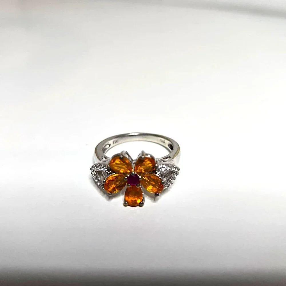 Orange Flower Ring - Picture 2 of 8
